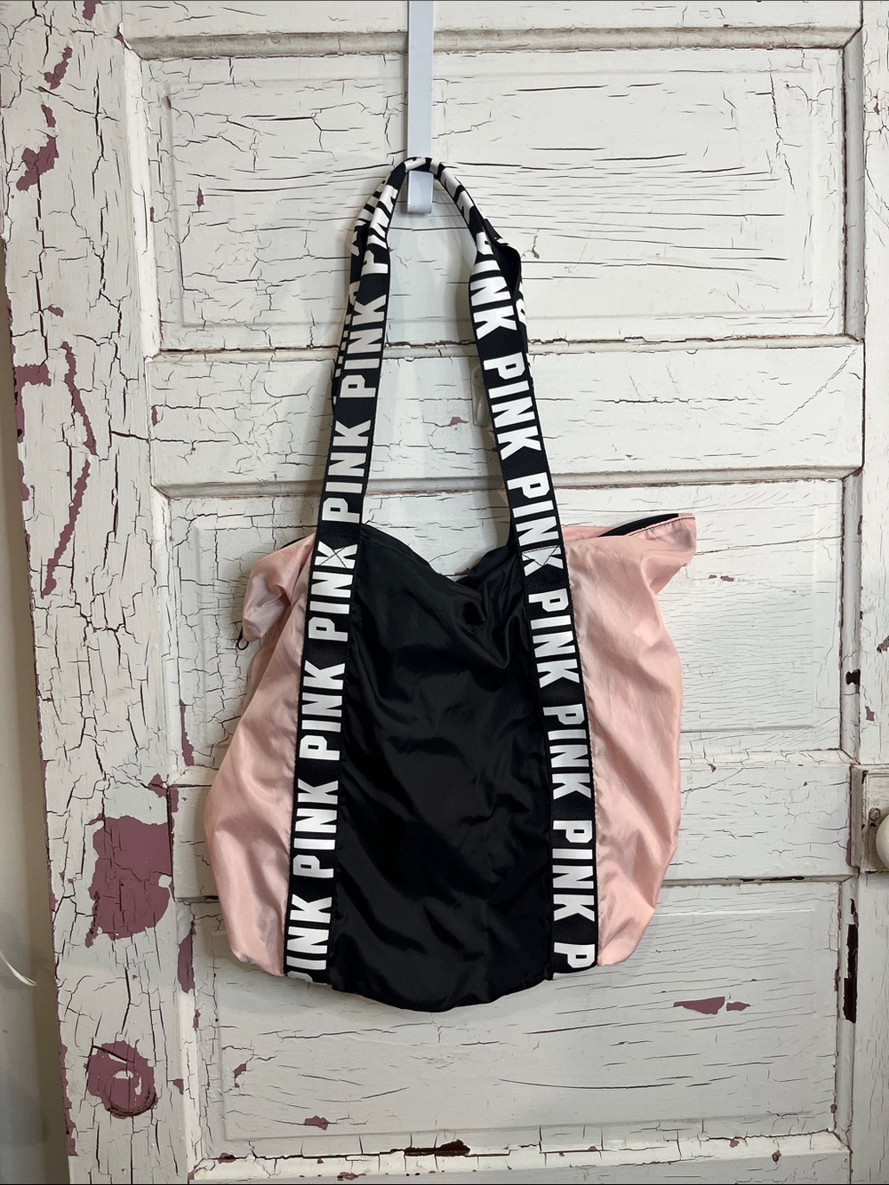 PINK Victoria's Secret Pink and Black Logo Strap Tote